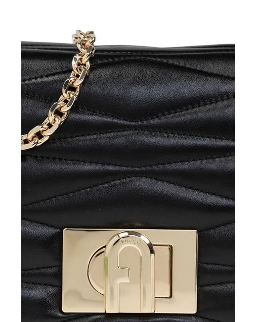 Furla Black 1927 Quilted Small Shoulder Bag