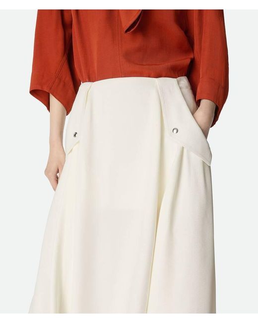 Bottega Veneta White Pleated Midi Skirt
