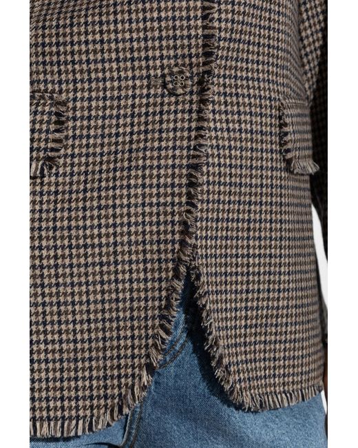 Officine Generale Brown Houndstooth Single-Breasted Blazer