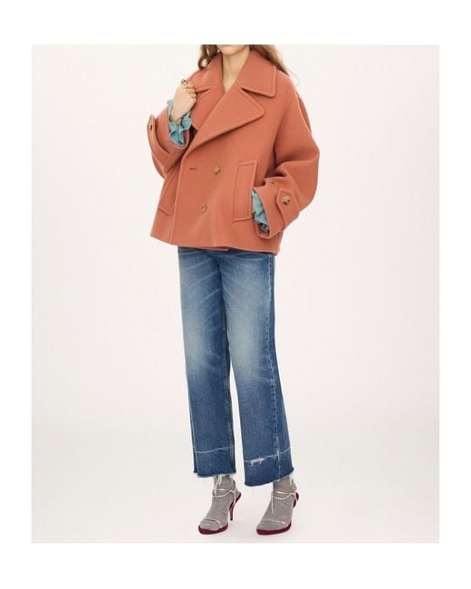 Chloé Orange Chloé Double-Breasted Oversized Coat