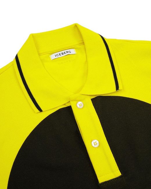 Iceberg Yellow Printed Pattern Polo Shirt for men