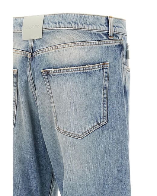 Lanvin Blue Logo Patch Straight Jeans for men