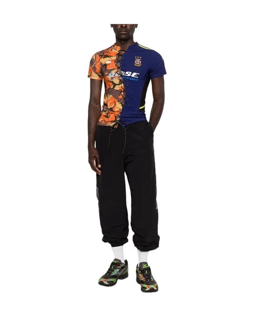 Martine Rose Blue Lace-Up T-Shirt for men