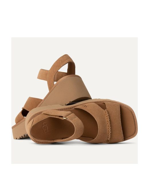 Ugg Brown Ankle Strap Wedge Sandals