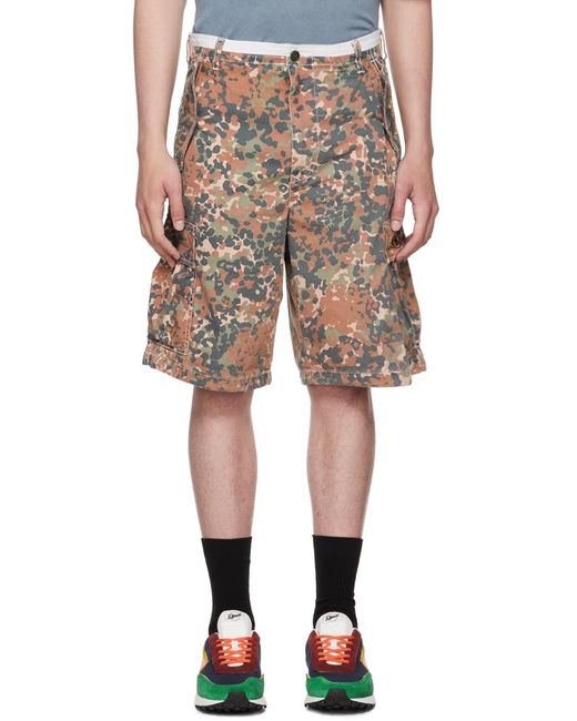 DIESEL Gray Camouflage Printed Shorts for men