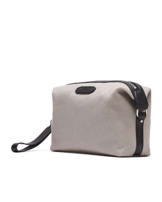 Brioni Gray And Ribbed Canvas Via Veneto Pouch for men