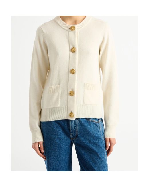 Balmain White Button-Front Pocket Cardigan