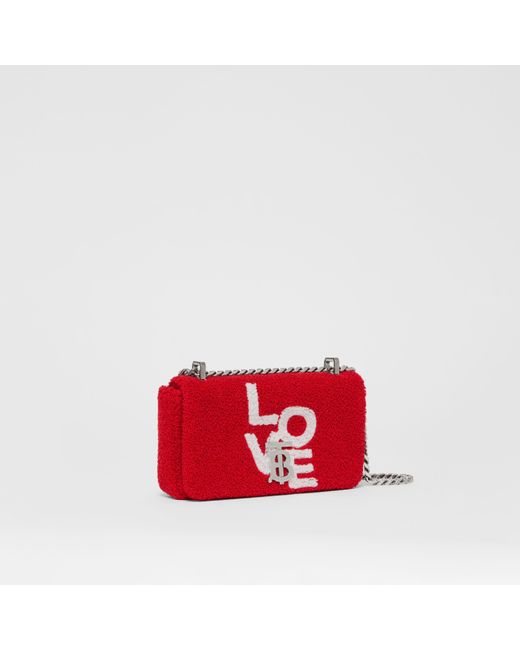 Burberry Red Mini Lola Love-Motif Towelling Bag
