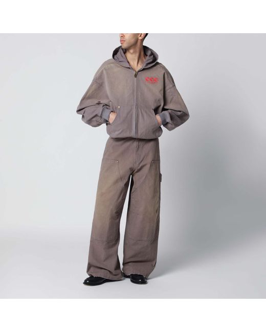Willy Chavarria Gray Ccc Vintage-Effect Hooded Jacket for men