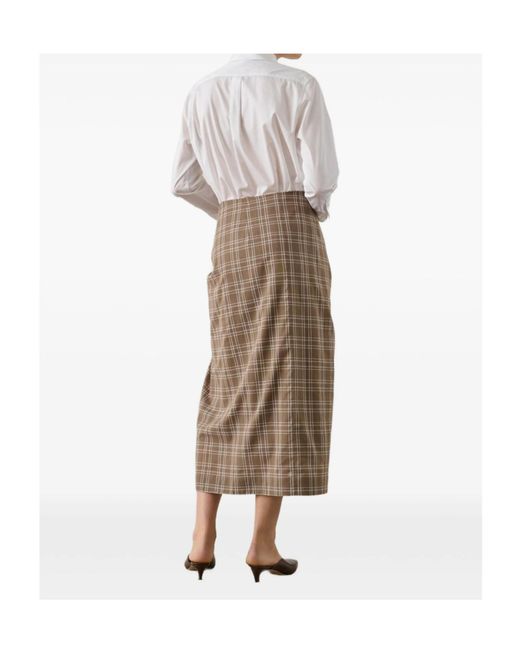 Soeur Natural Tie-Waist Plaid Skirt