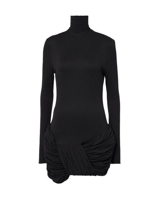 Magda Butrym Black Ruched Silk-Blend Minidress