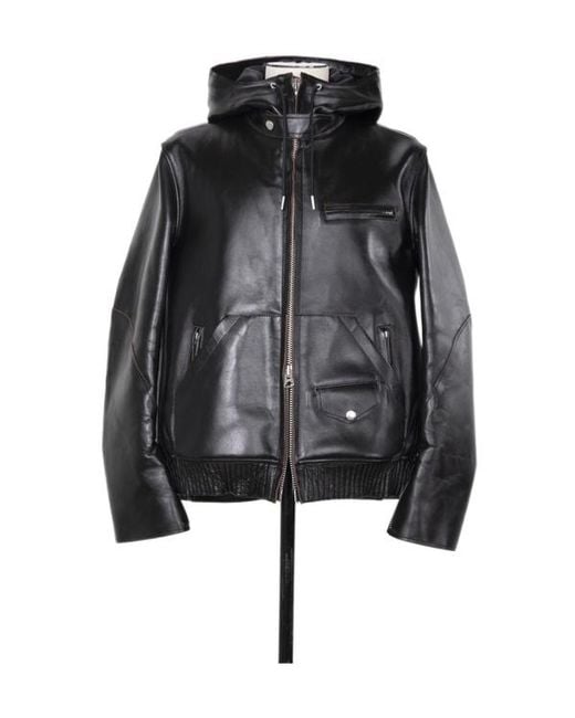 Sacai Black Leather Blouson for men