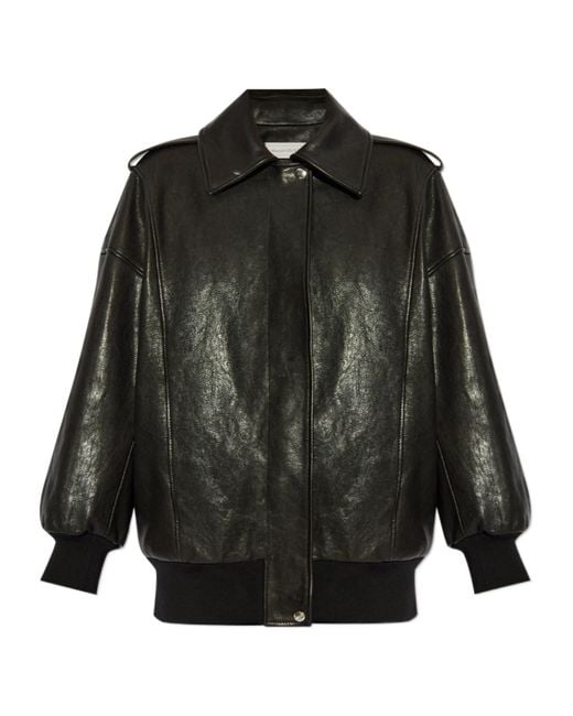 McQueen Black Zipped Leather Jacket