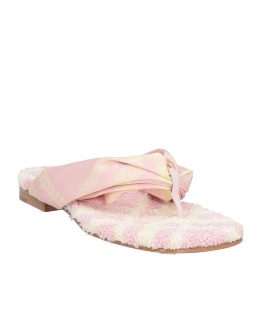 Burberry Pink Checkered Flip Flops