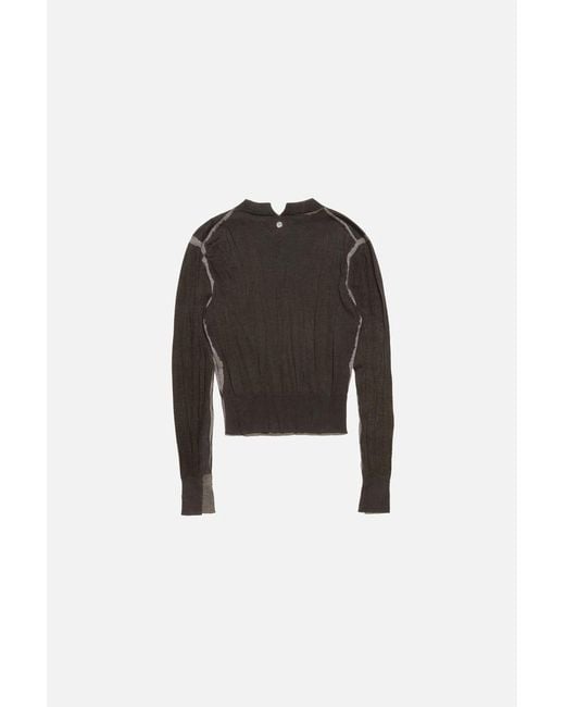 Acne Black Wrinkled V-Neck Jumper