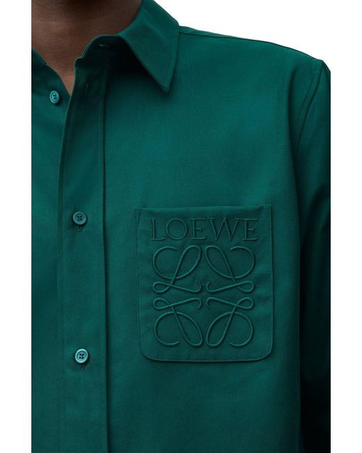 Loewe Green Anagram Embroidered Shirt for men