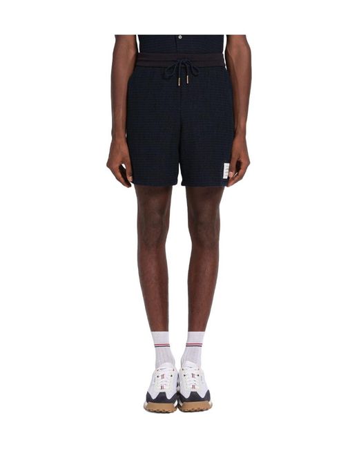 Thom Browne Blue University Stripe-Print Track Shorts for men
