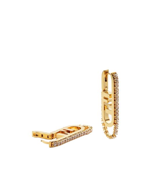 Fendi Metallic O'Lock-Motif Crystal Earrings