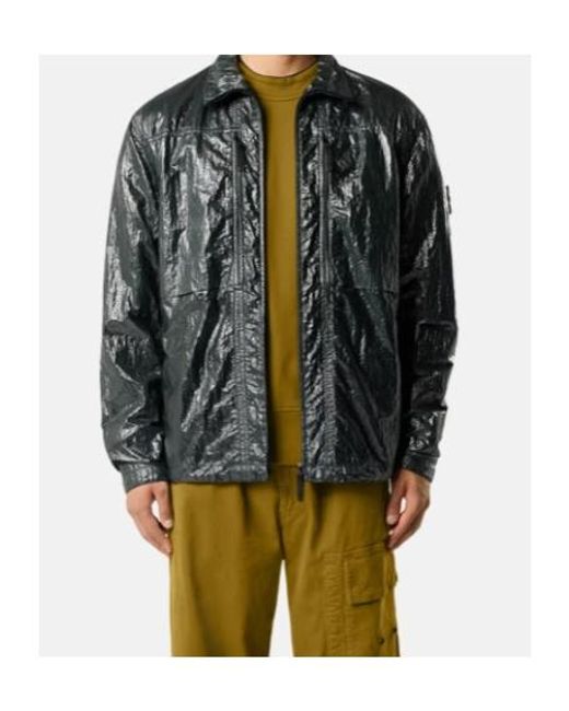 Stone Island Black Logo Patch Zipped Overshirt for men