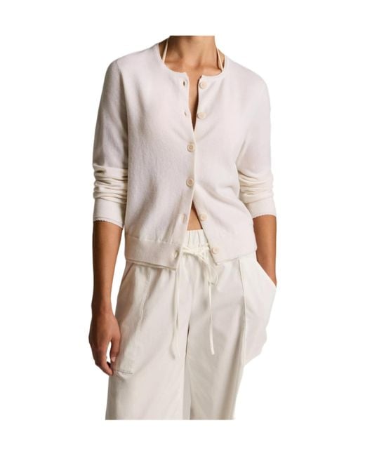 Vince White Scallop-Trim Wool Cashmere-Blend Cardigan