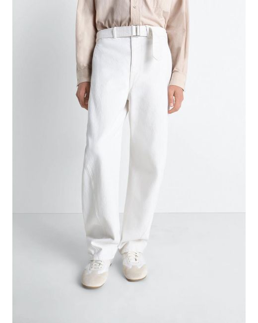 Lemaire White Twisted Belted Pants for men