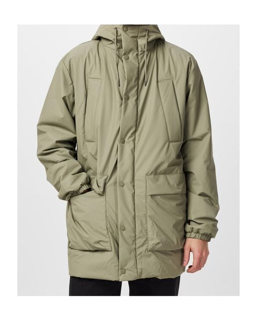 Rains Green Lohja Long Cargo Jacket for men