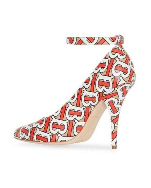 Burberry Pink Tb Monogram Print Pumps