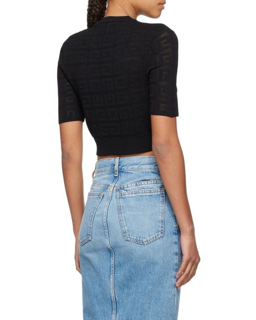 Givenchy Black Logo Detailed Cropped T-Shirt