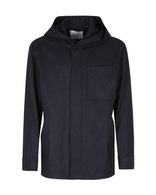 Paolo Pecora Blue Long-Sleeve Hooded Jacket for men