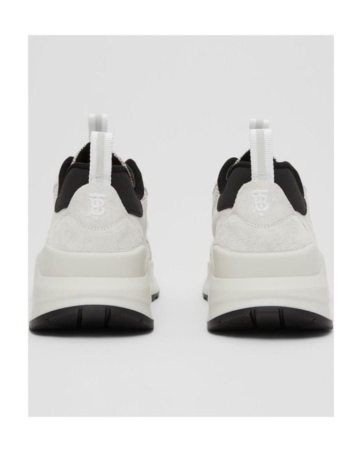 Burberry White Panelled Lace-Up Sneakers