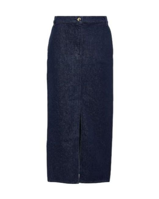 Magda Butrym Blue Low-Rise Denim Maxi Skirt