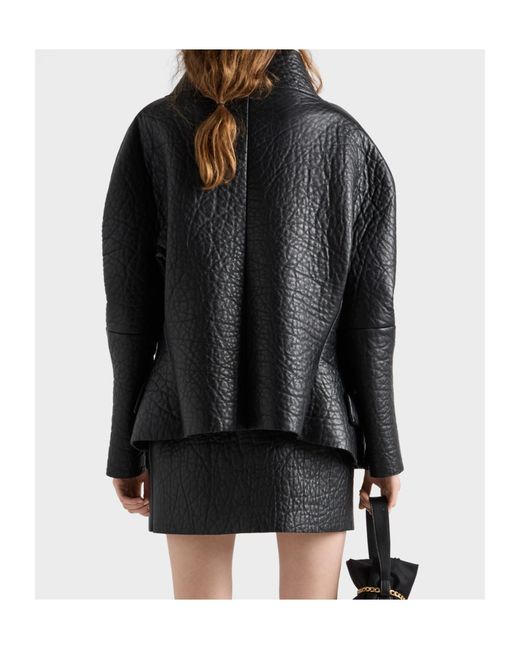 Prada Black Bonded Nappa Leather Jacket