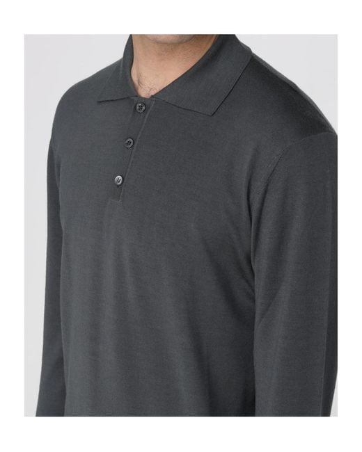 Barena Black Pevaron Long-Sleeved Polo Shirt for men