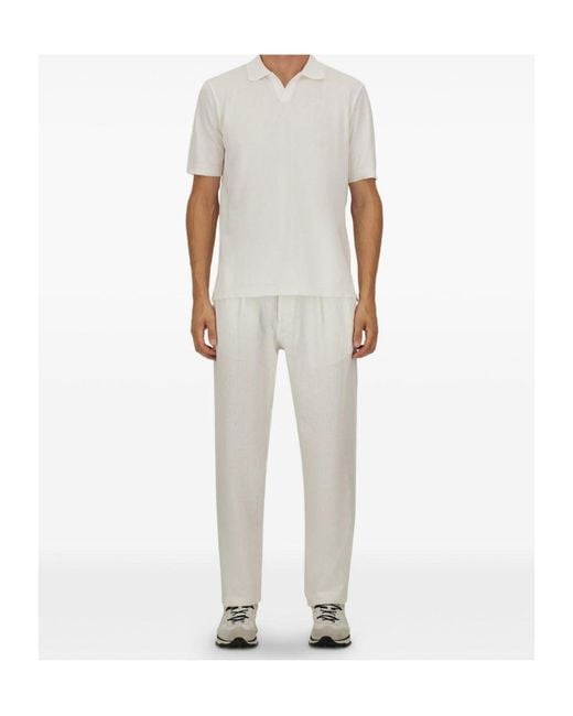 Herno White Ribbed Piqué Polo Shirt for men