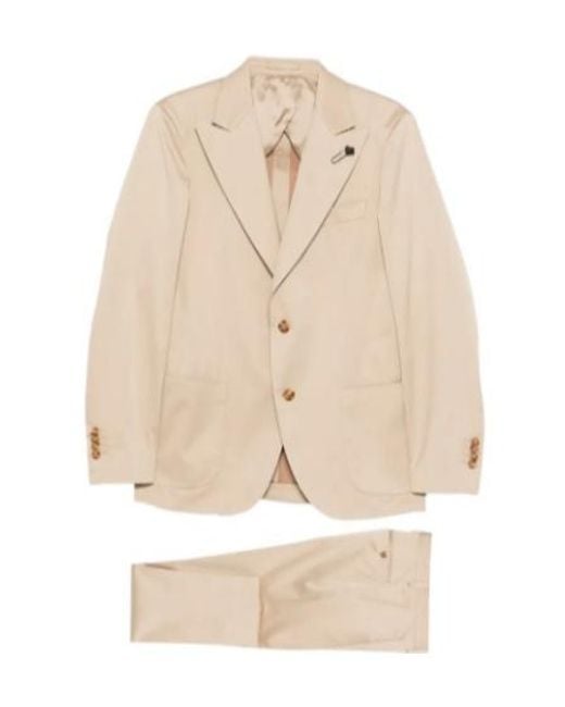Lardini Natural Single-Breasted Cotton Suit for men