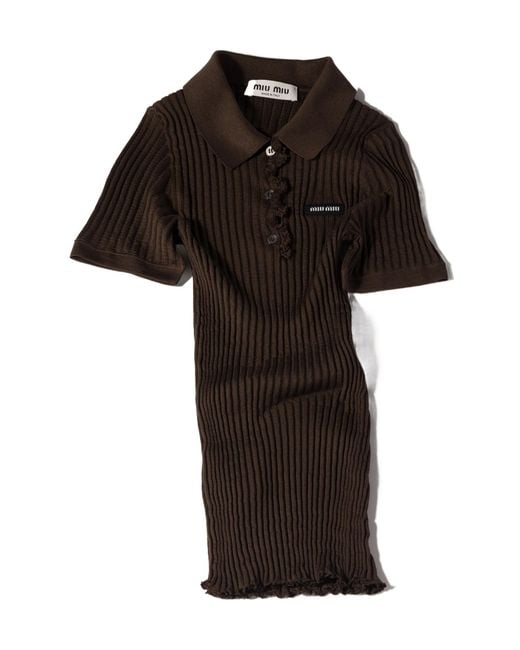 Miu Miu Black Silk Knit Polo Shirt