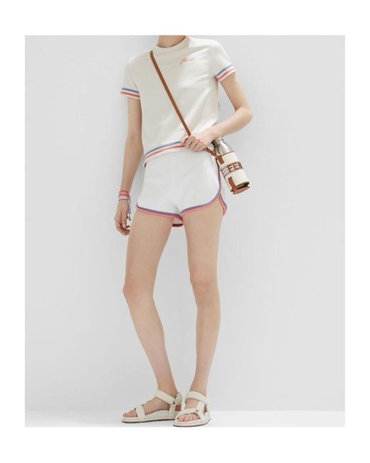 Fendi White Allover Logo Knitted Shorts