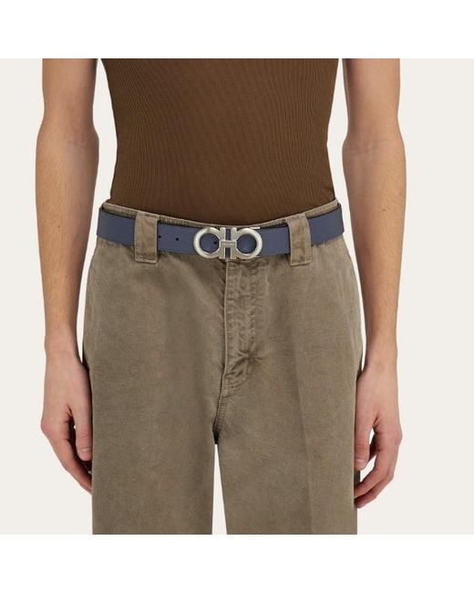 Ferragamo White Ferragamo Reversible Gancini Buckle Belt for men