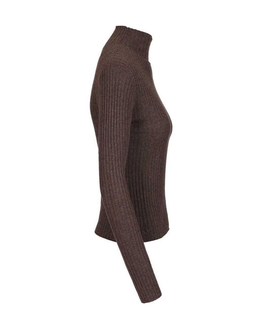 arch4 Brown Ribbed High-Neck Sweater