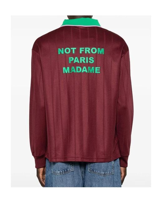 Drole de Monsieur Red Long-Sleeve Polo Shirt for men