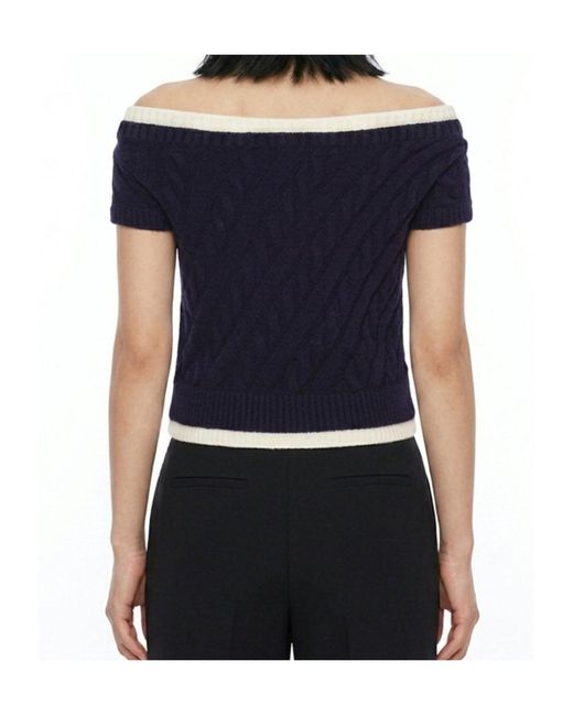 ShuShu/Tong Blue Bow-Detail Cable-Knit Sweater