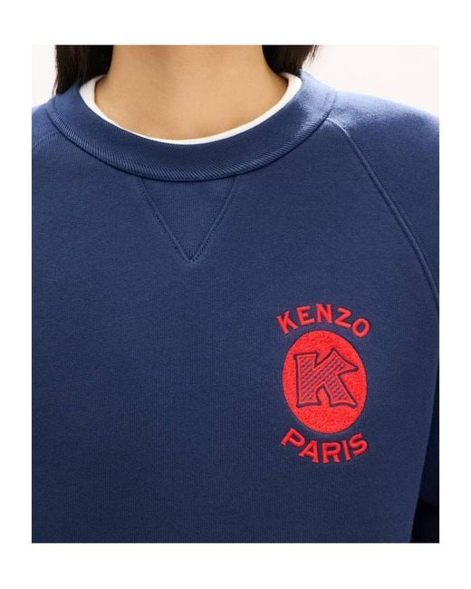 KENZO Blue Logo Detailed Crewneck Sweatshirt