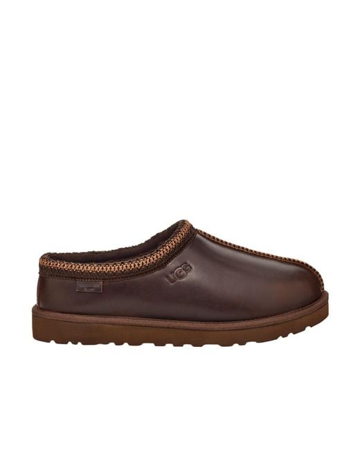 Ugg Brown Tasman Lthr Regen Slippers for men