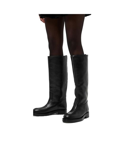 Paris Texas Black Solid Color Knee High Boots