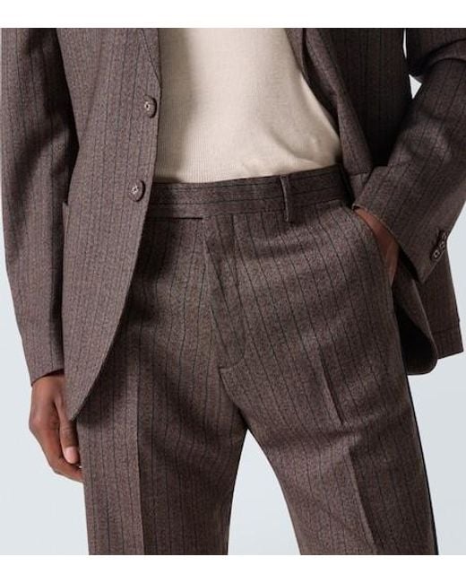 Wales Bonner Gray Alto Pinstripe Wool Blend Slim-Fit Trousers for men