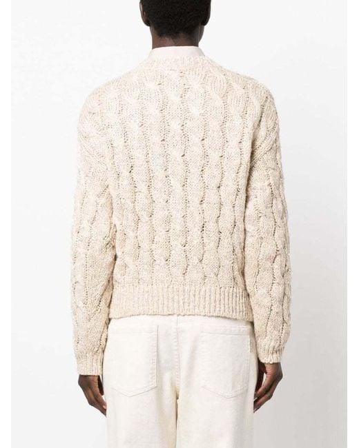Brunello Cucinelli Natural Sequin-Embellished Cable-Knit Jumper