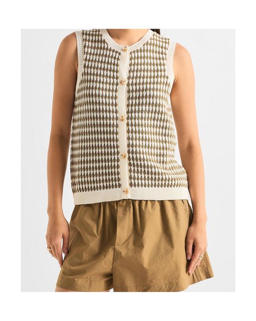 Varley Natural Button-Front Knit Vest