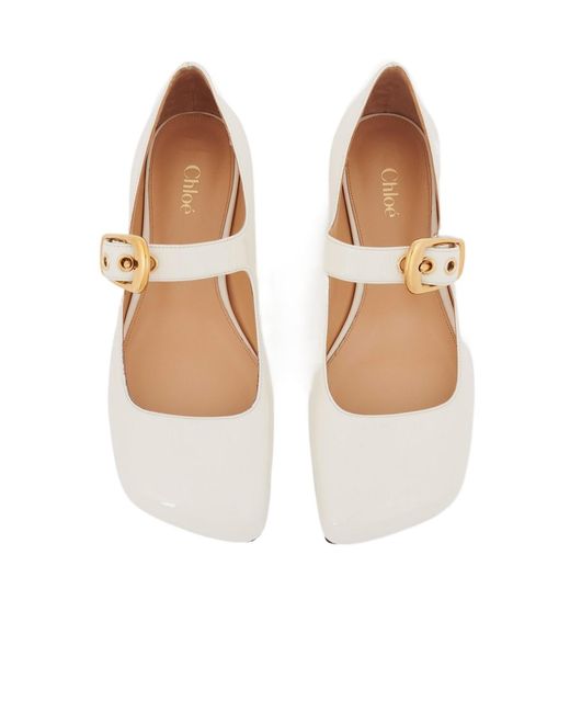 Chloé White Chloé Polly Ballerina Flats
