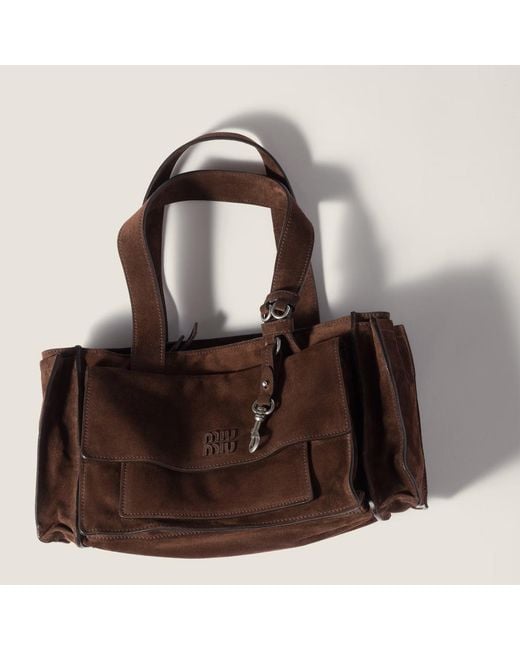 Miu Miu Brown Utilitaire Zipped Shoulder Bag