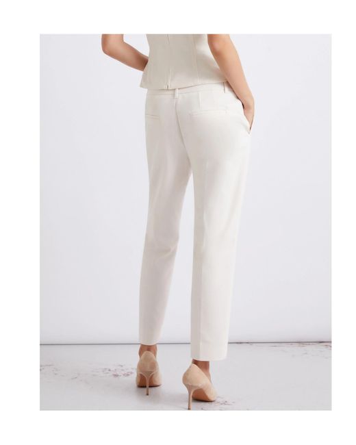 Marella White Stretch Cotton-Blend Trousers